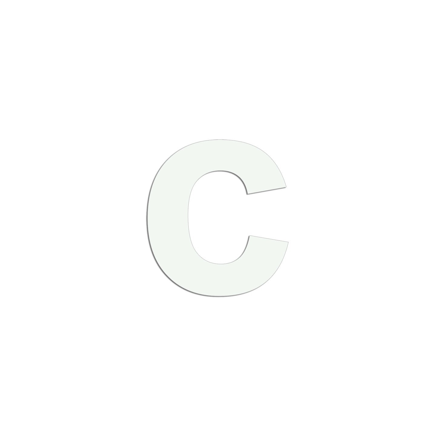 Lettre "c" minuscule en aluminium découpé, coloris et dimensions