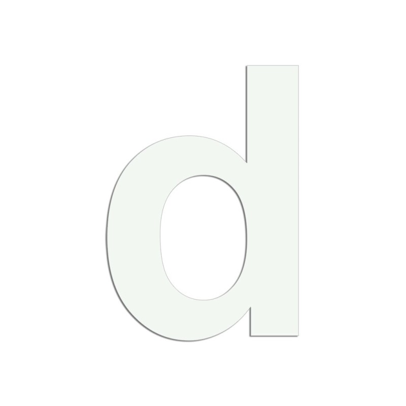 Lettre "d" minuscule en alu découpé, coloris et dimensions au choix
