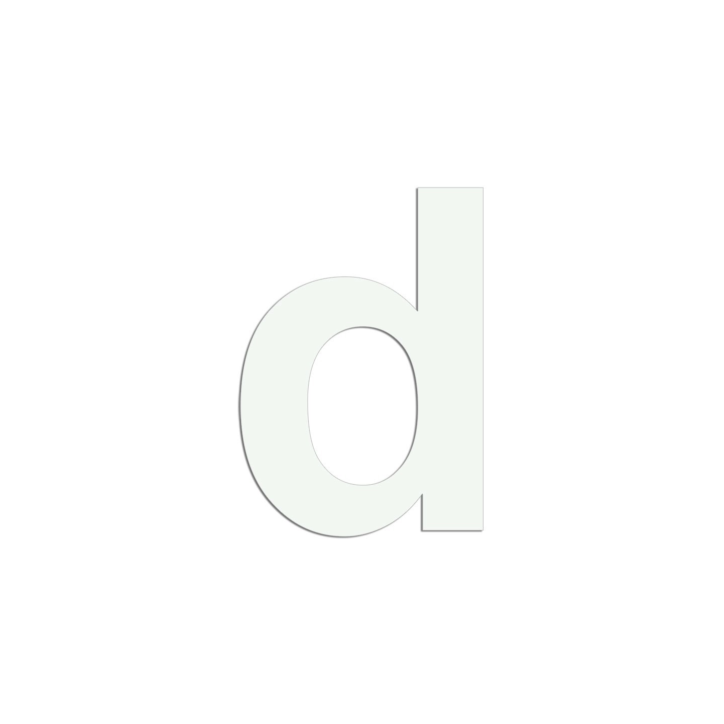 Lettre "d" minuscule en alu découpé, coloris et dimensions au choix
