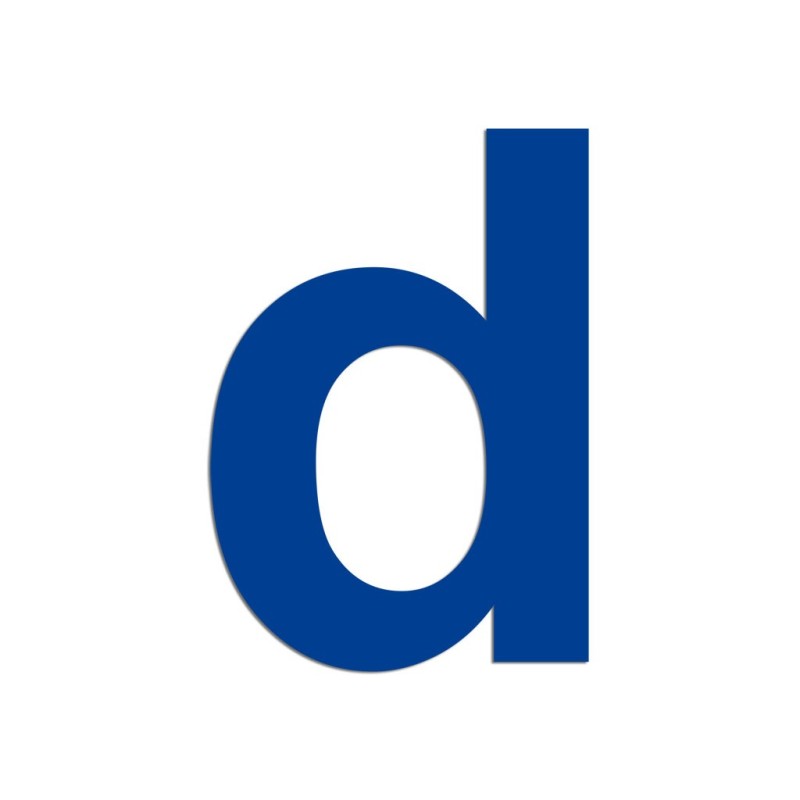 Lettre "d" minuscule en alu découpé, coloris et dimensions au choix