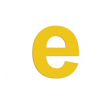 Lettre "e" minuscule en alu et PVC découpé, 5 coloris au choix