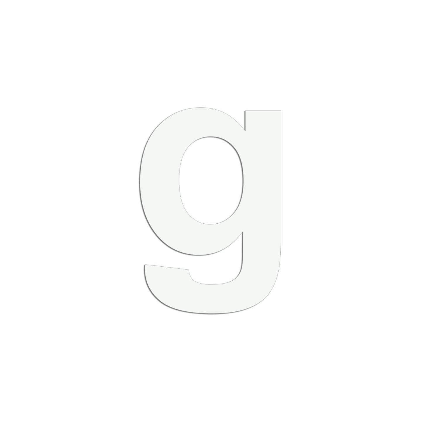 Lettre "g" minuscule en alu découpé, dimensions et coloris au choix