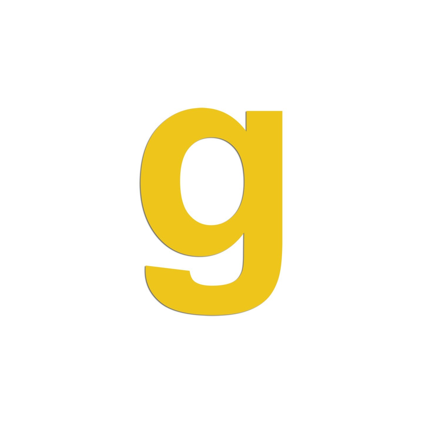 Lettre "g" minuscule en alu découpé, dimensions et coloris au choix