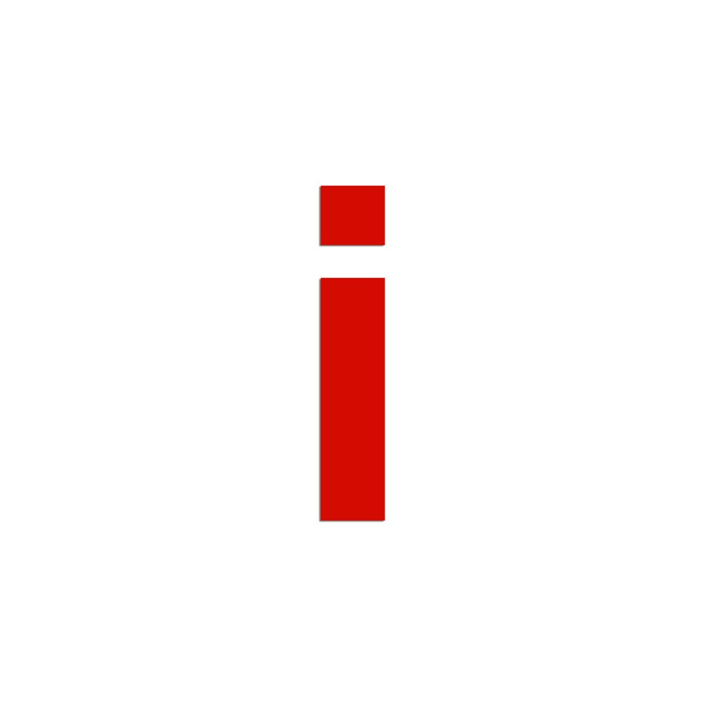 Lettre "i" minuscule en alu découpé, dimensions et couleurs au choix