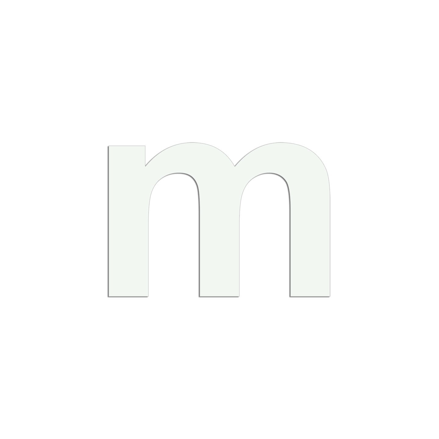 Lettre "m" minuscule en alu découpé, couleur et hauteur au choix