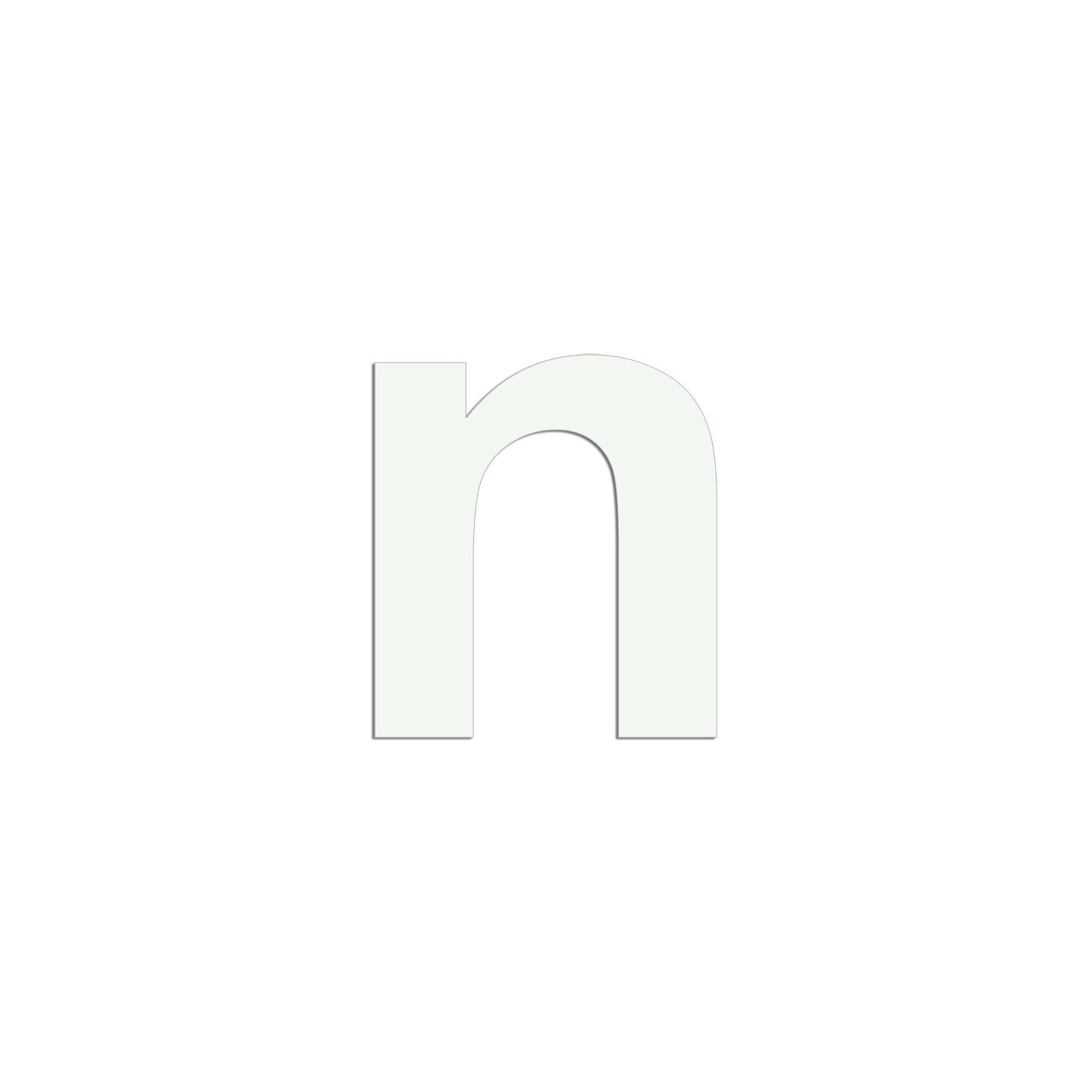 Lettre "n" minuscule en alu découpé, couleur et hauteur au choix