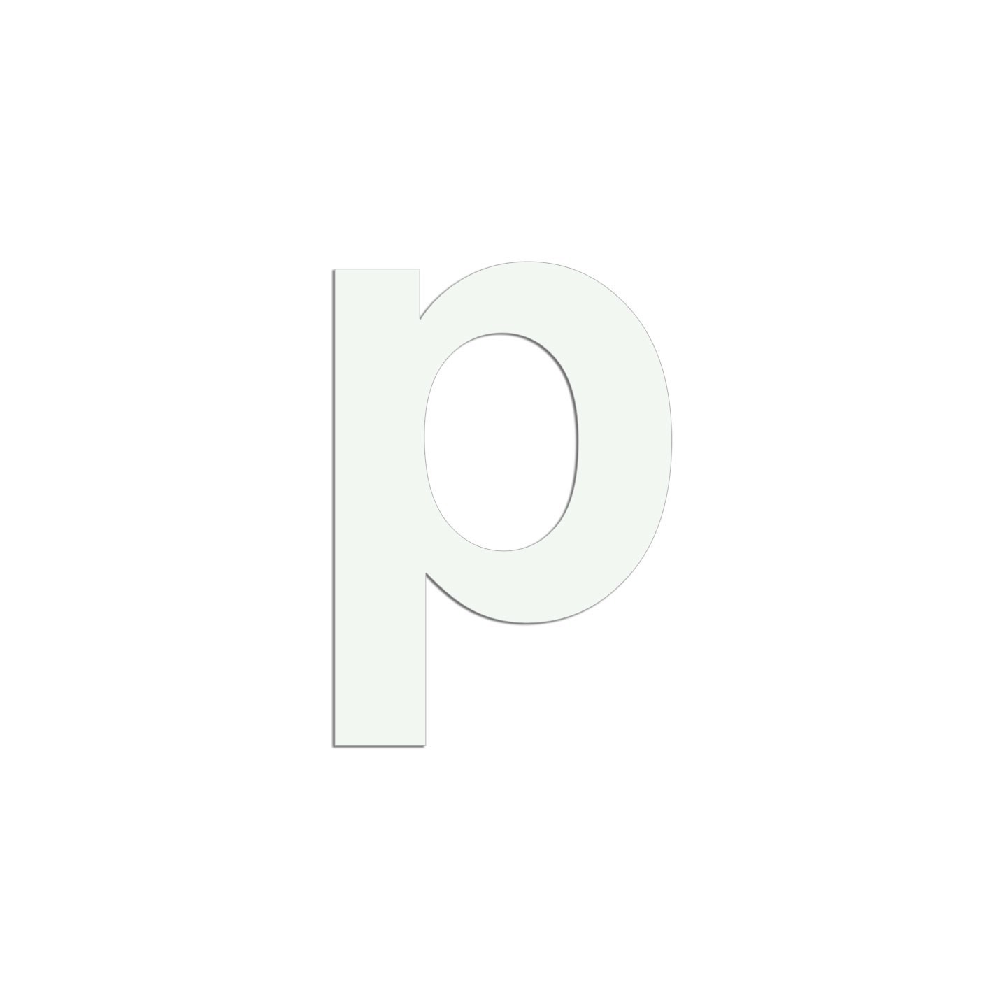 Lettre "p" minuscule en alu découpé, coloris et dimensions au choix