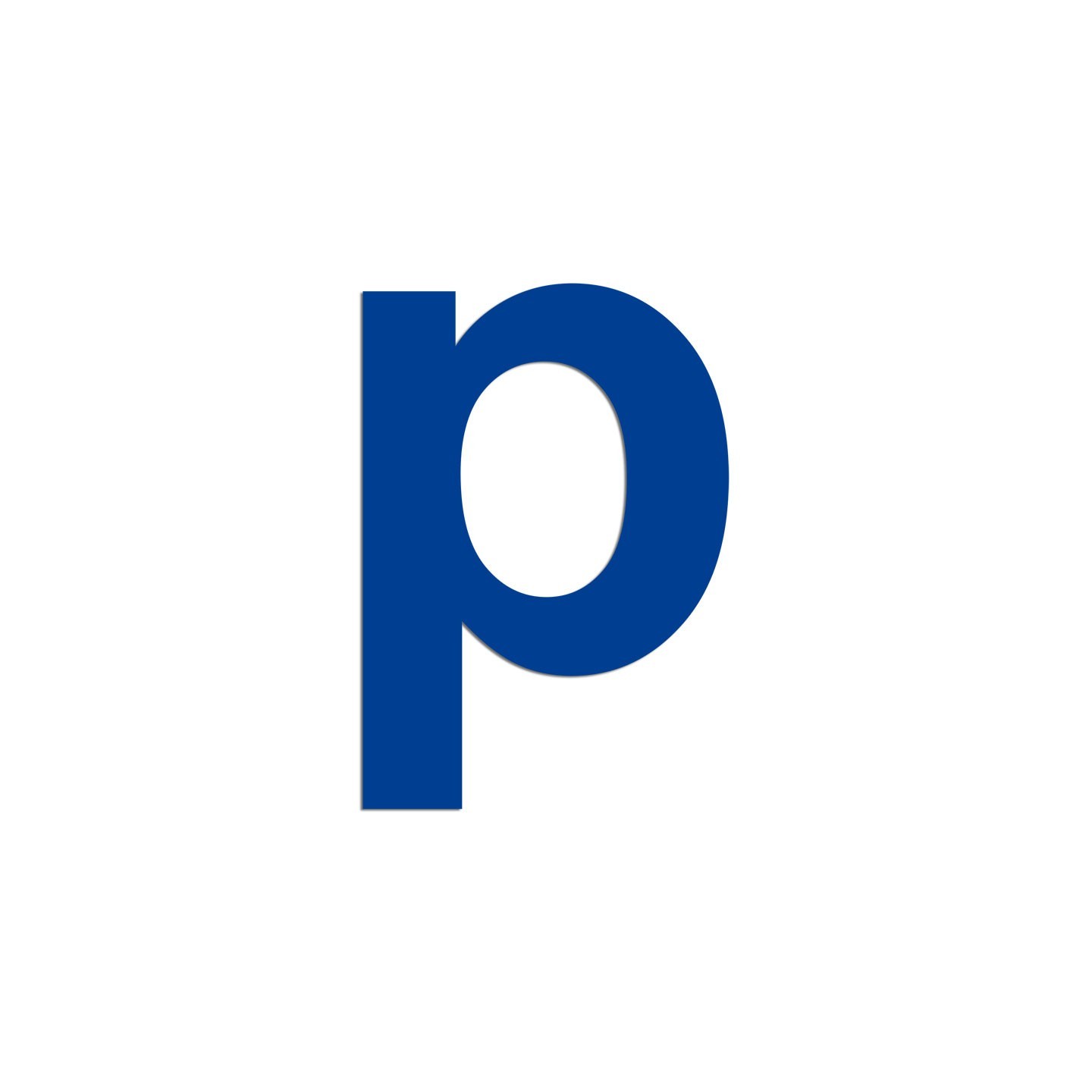 Lettre "p" minuscule en alu découpé, coloris et dimensions au choix