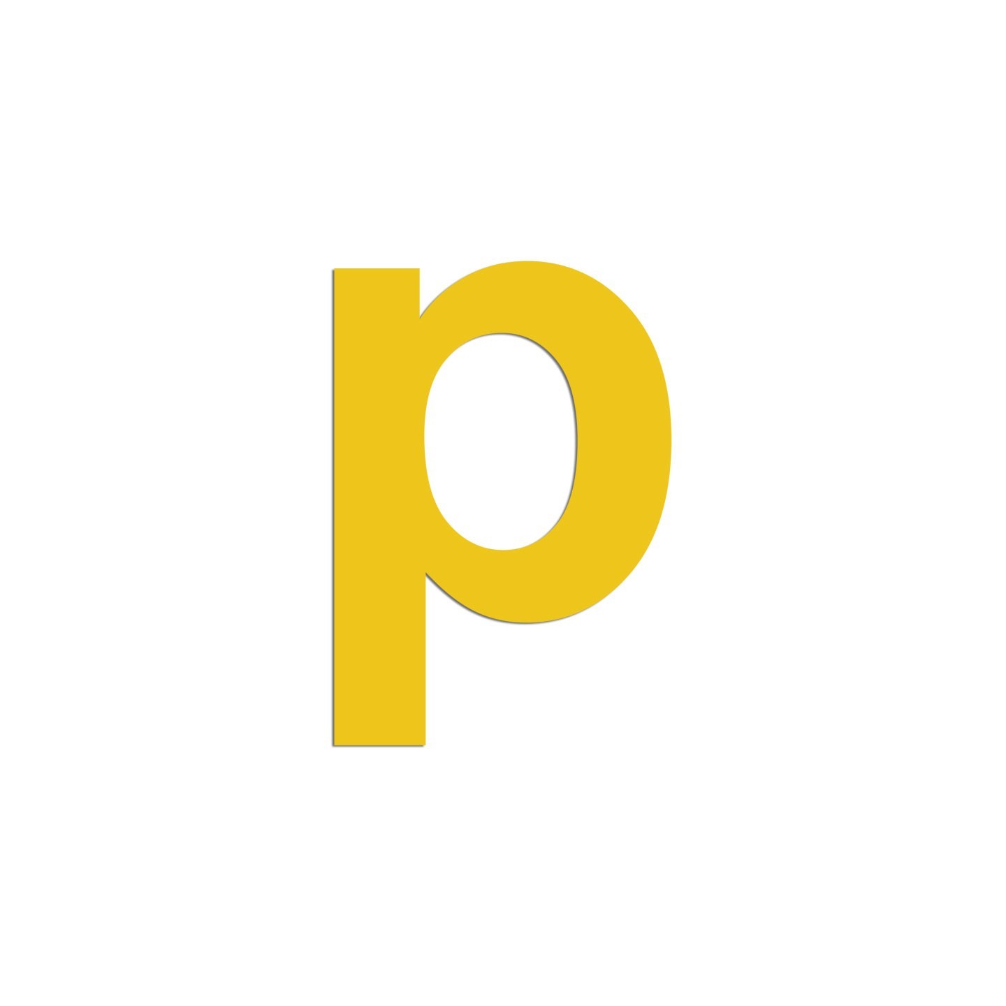 Lettre "p" minuscule en alu découpé, coloris et dimensions au choix