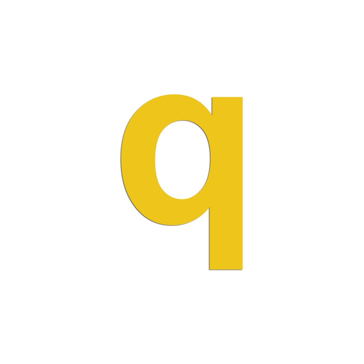 Lettre "q" minuscule en alu découpé, 5 coloris 2 hauteurs
