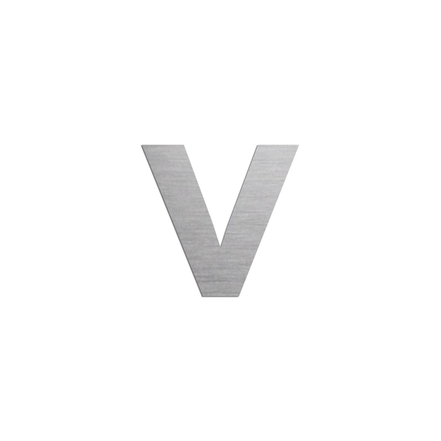 Lettre "v" minuscule en alu découpé, 5 couleurs et 2 hauteurs