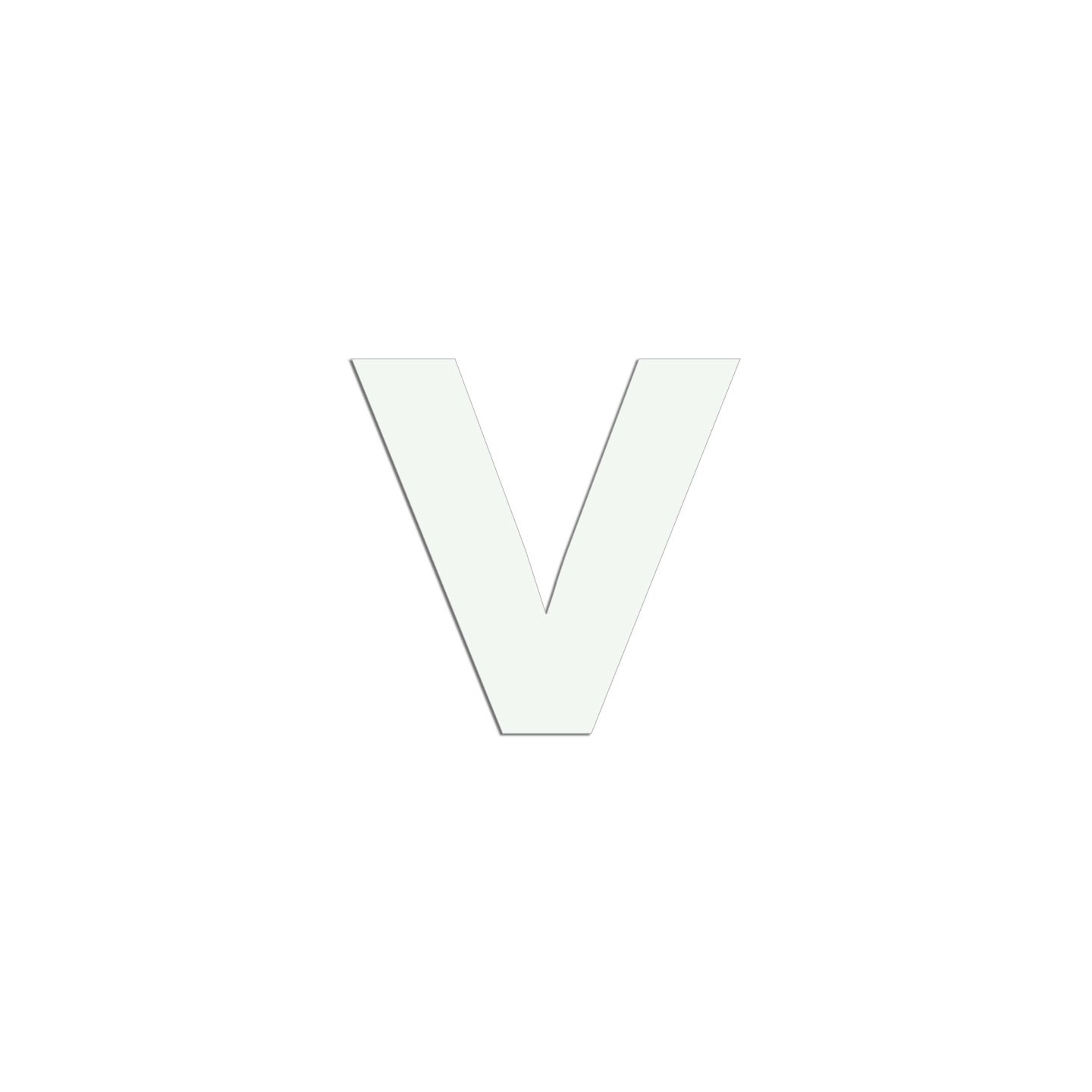 Lettre "v" minuscule en alu découpé, 5 couleurs et 2 hauteurs