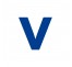 Lettre "v" minuscule en alu découpé, 5 couleurs et 2 hauteurs