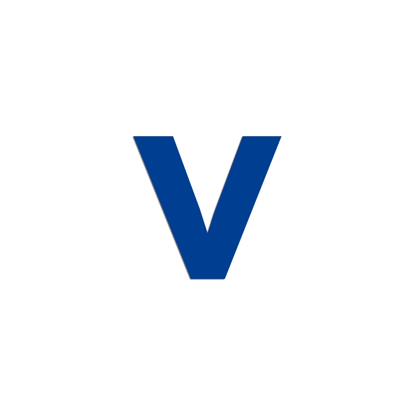Lettre "v" minuscule en alu découpé, 5 couleurs et 2 hauteurs