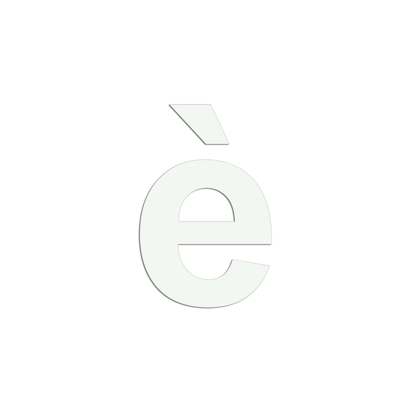 Lettre " è " en aluminium découpé, dimensions et couleurs au choix