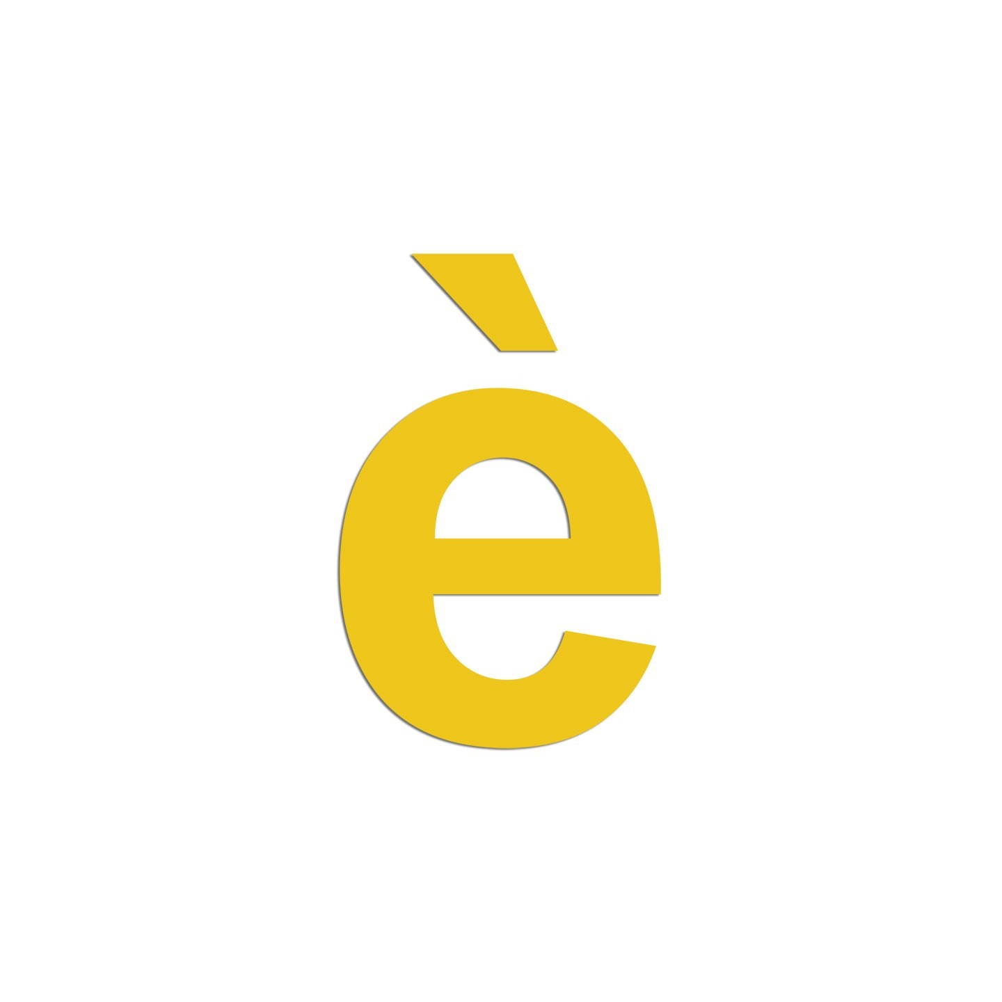 Lettre " è " en aluminium découpé, dimensions et couleurs au choix