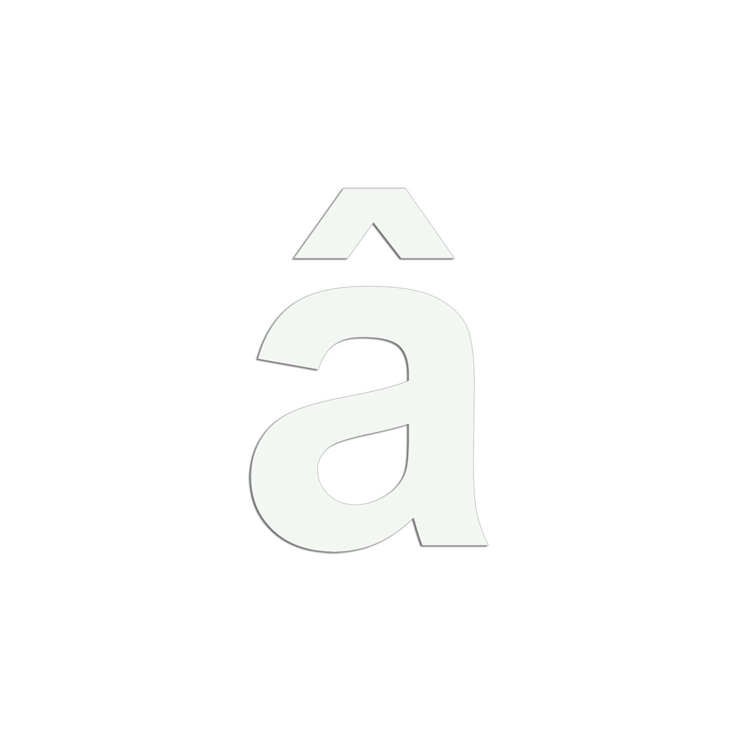 Lettre " â " en aluminium découpé, couleurs et dimensions au choix