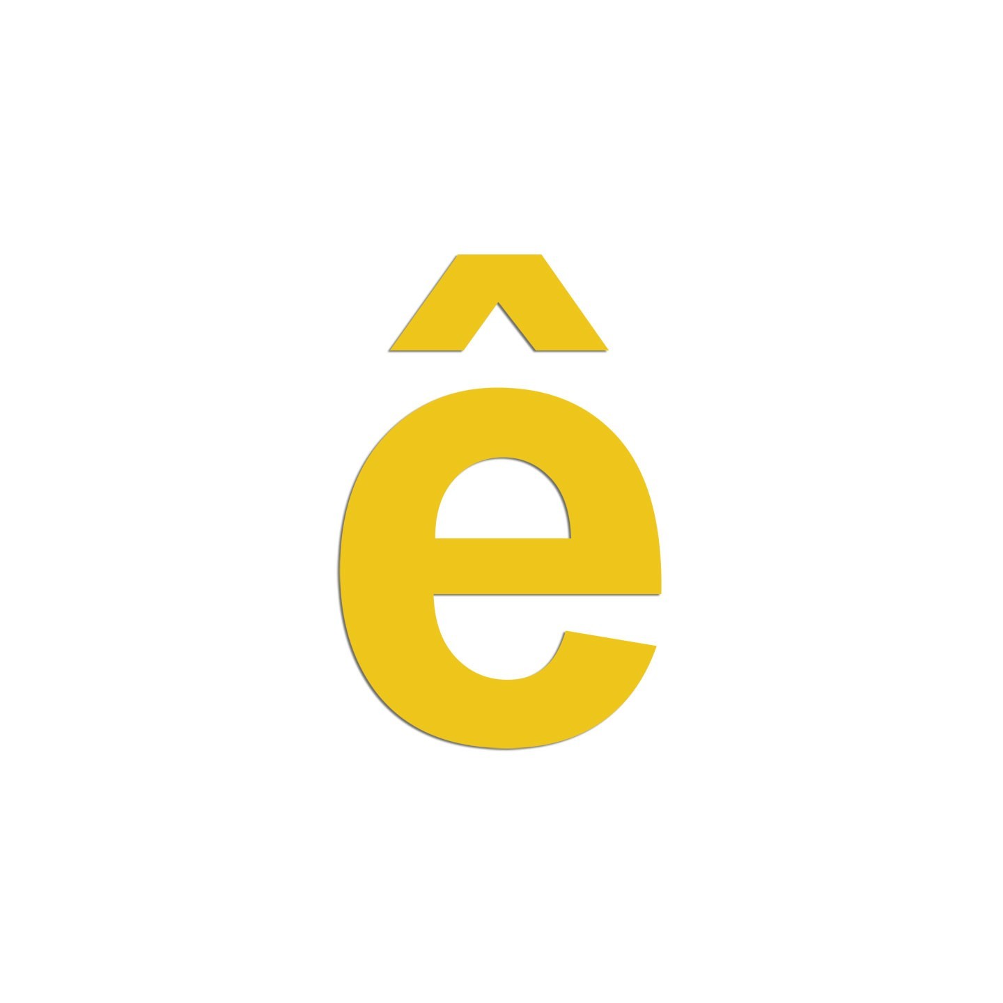 Lettre " ê " en aluminium découpé, coloris et dimensions au choix