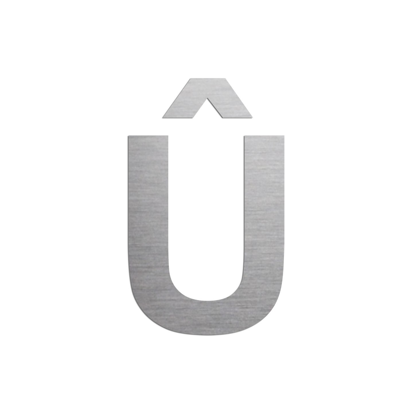 Lettre Û majuscule en aluminium découpé 100mm ou 150mm de haut