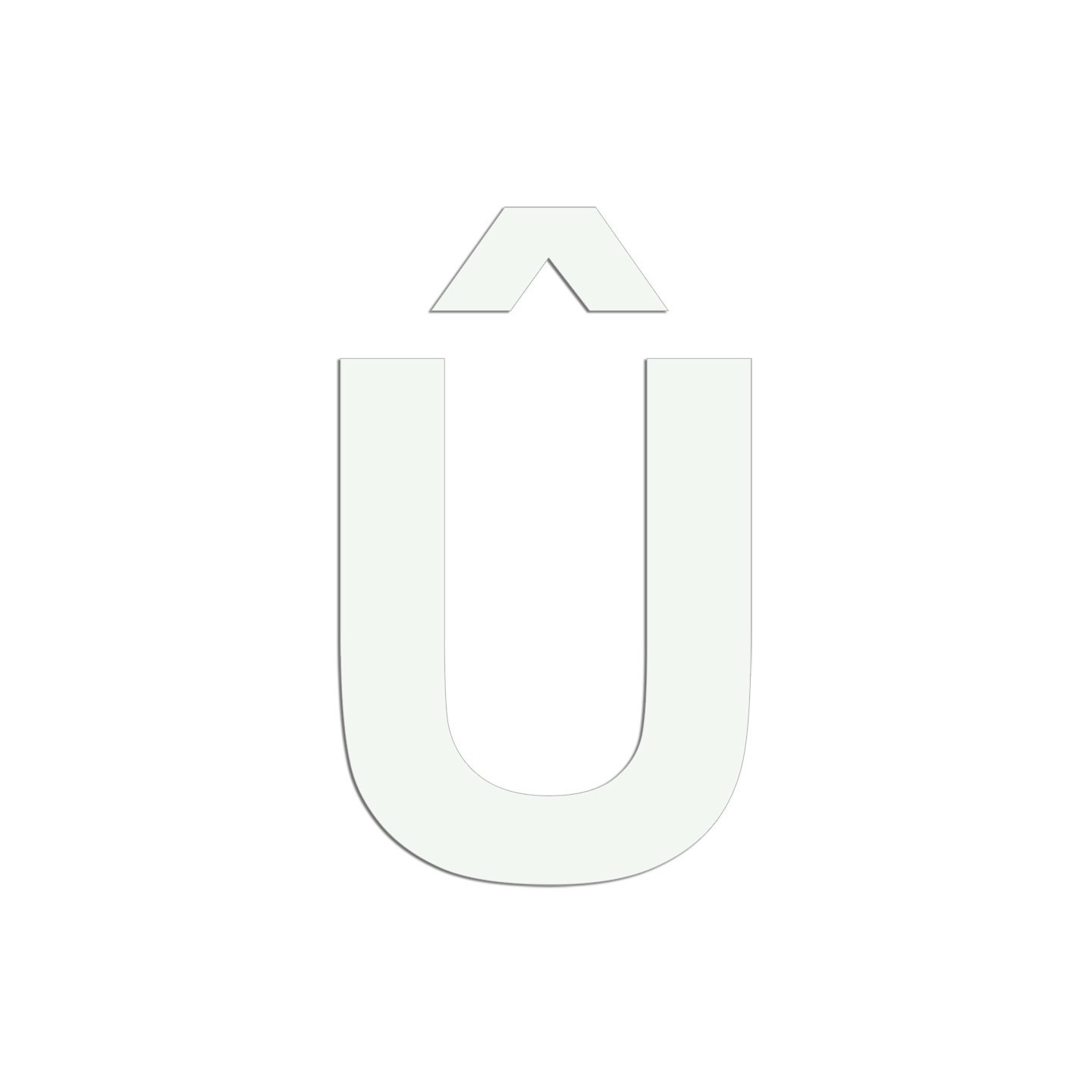Lettre Û majuscule en aluminium découpé 100mm ou 150mm de haut