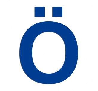 Lettre " Ö " en alu ou PVC, 2 hauteurs au choix
