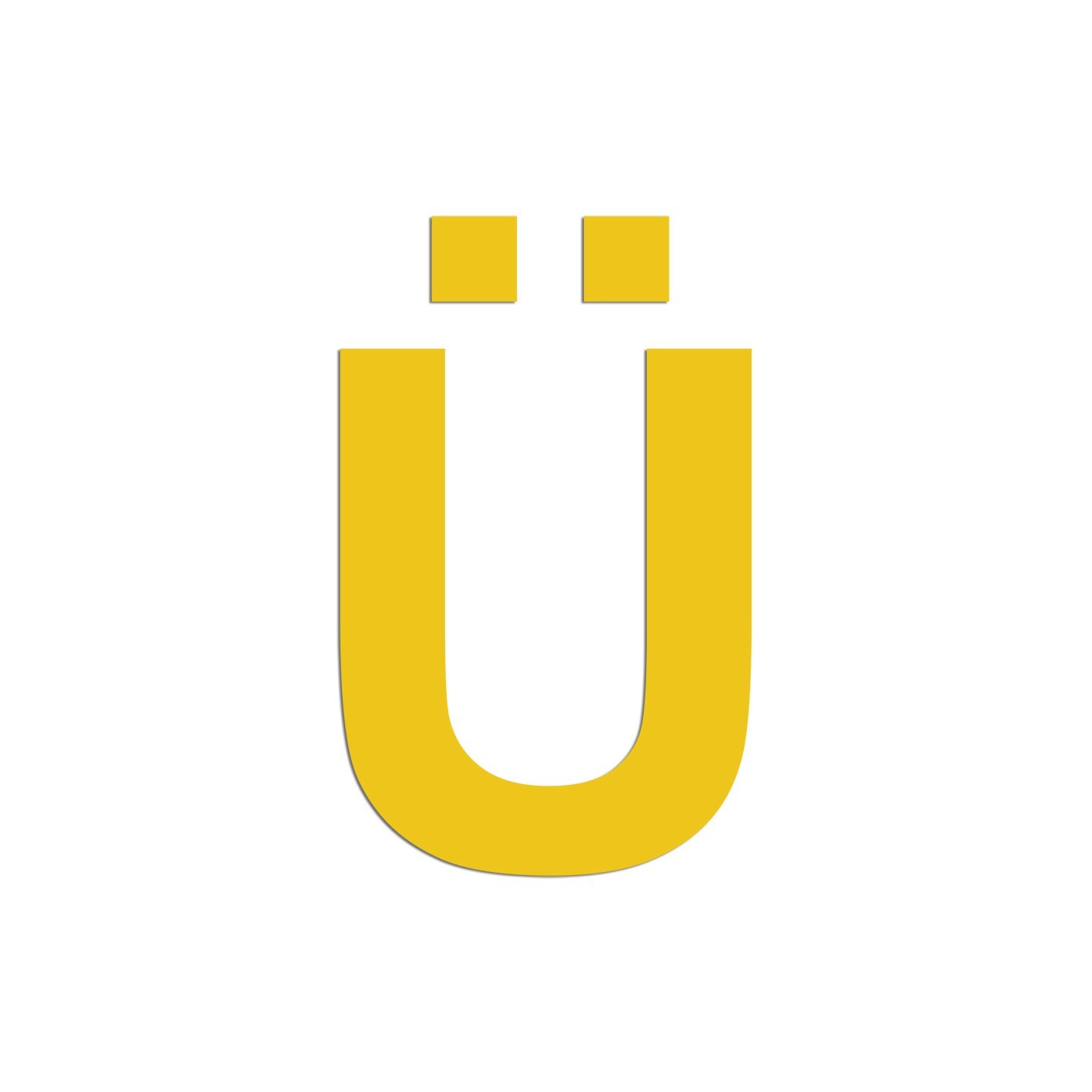 Lettre Ü majuscule en aluminium découpé 100mm ou 150mm de haut