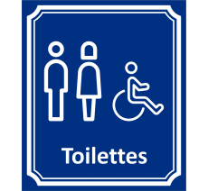Plaque porte Côté rue " Toilettes mixtes, handicapé" en aluminium