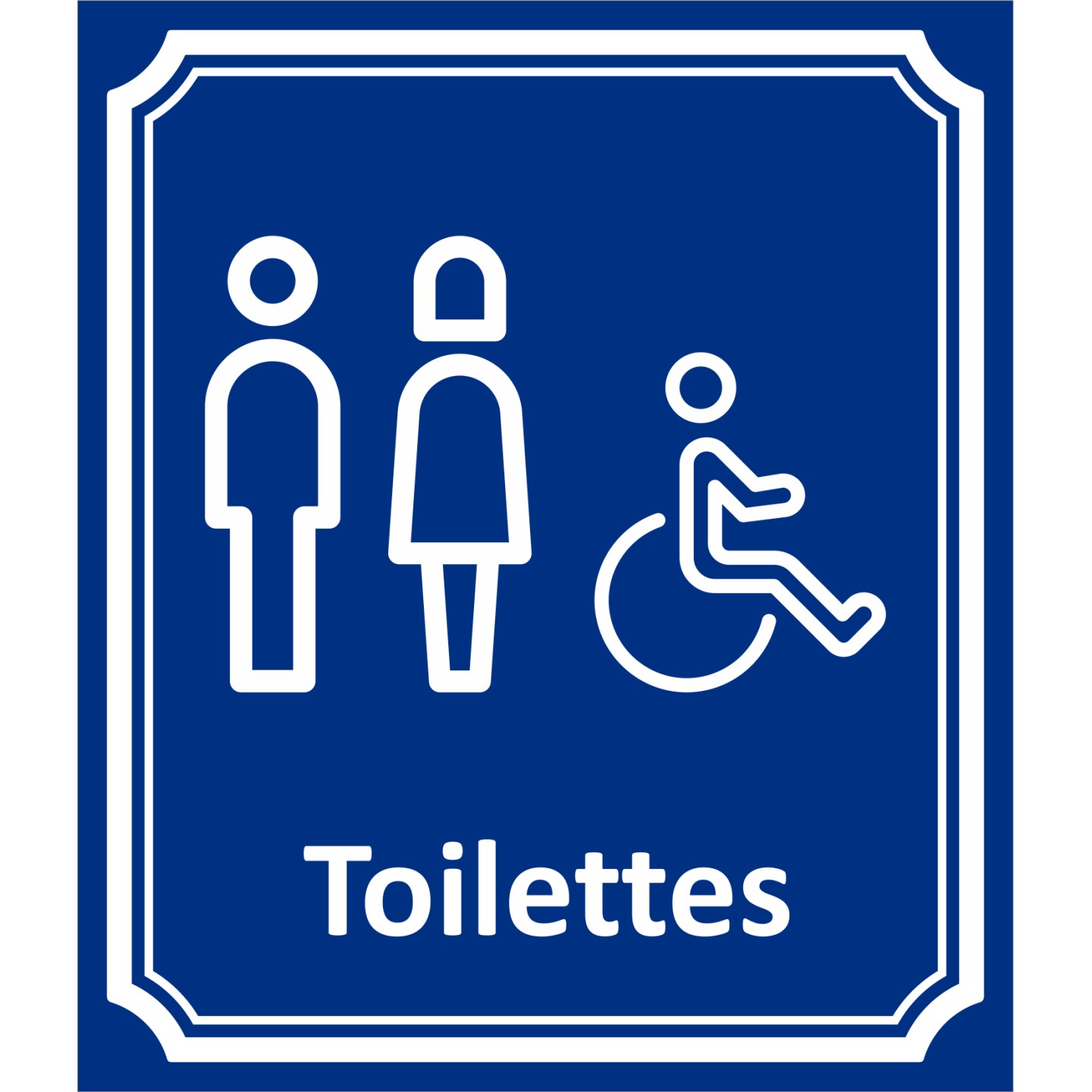 Plaque porte Côté rue " Toilettes mixtes, handicapé" en aluminium