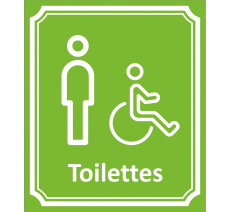 Plaque porte Côté rue " Toilettes Homme, Handicapé" en aluminium