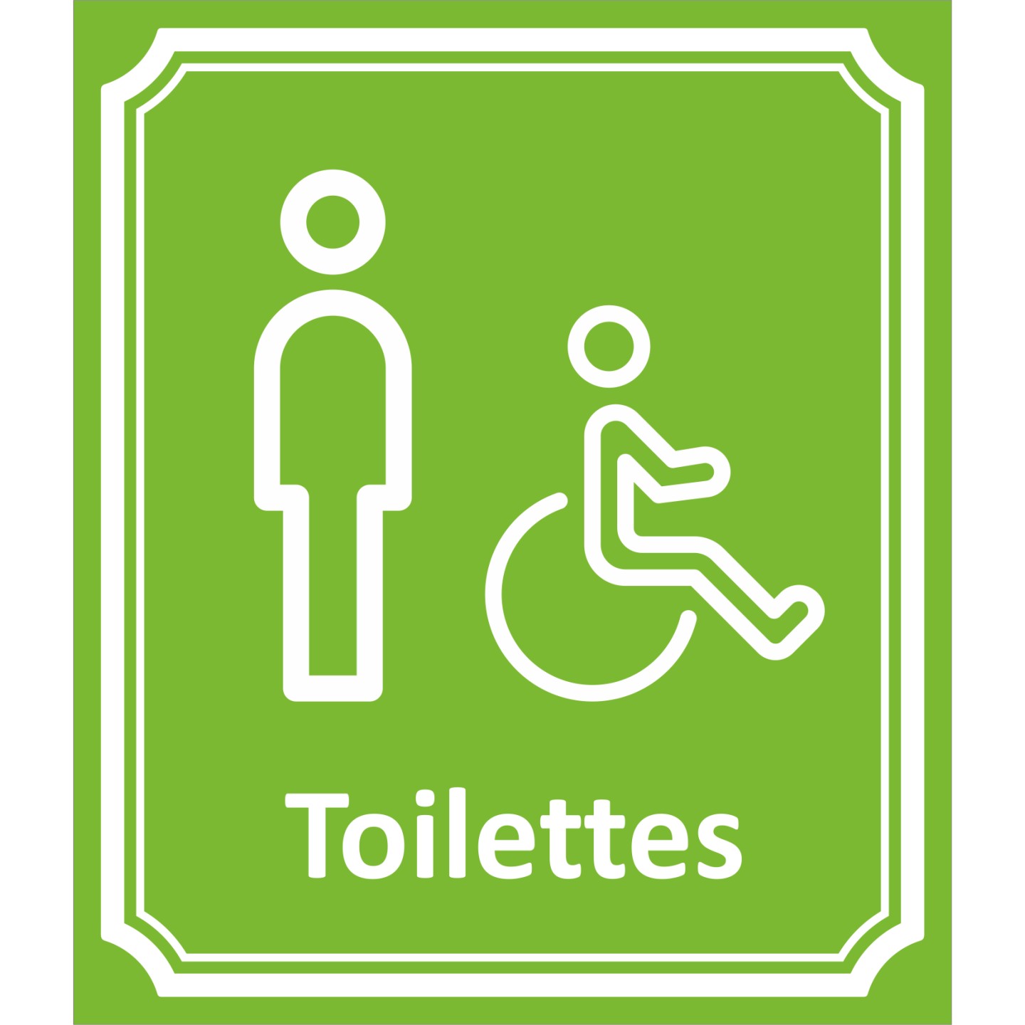 Plaque porte Côté rue " Toilettes Homme, Handicapé" en aluminium