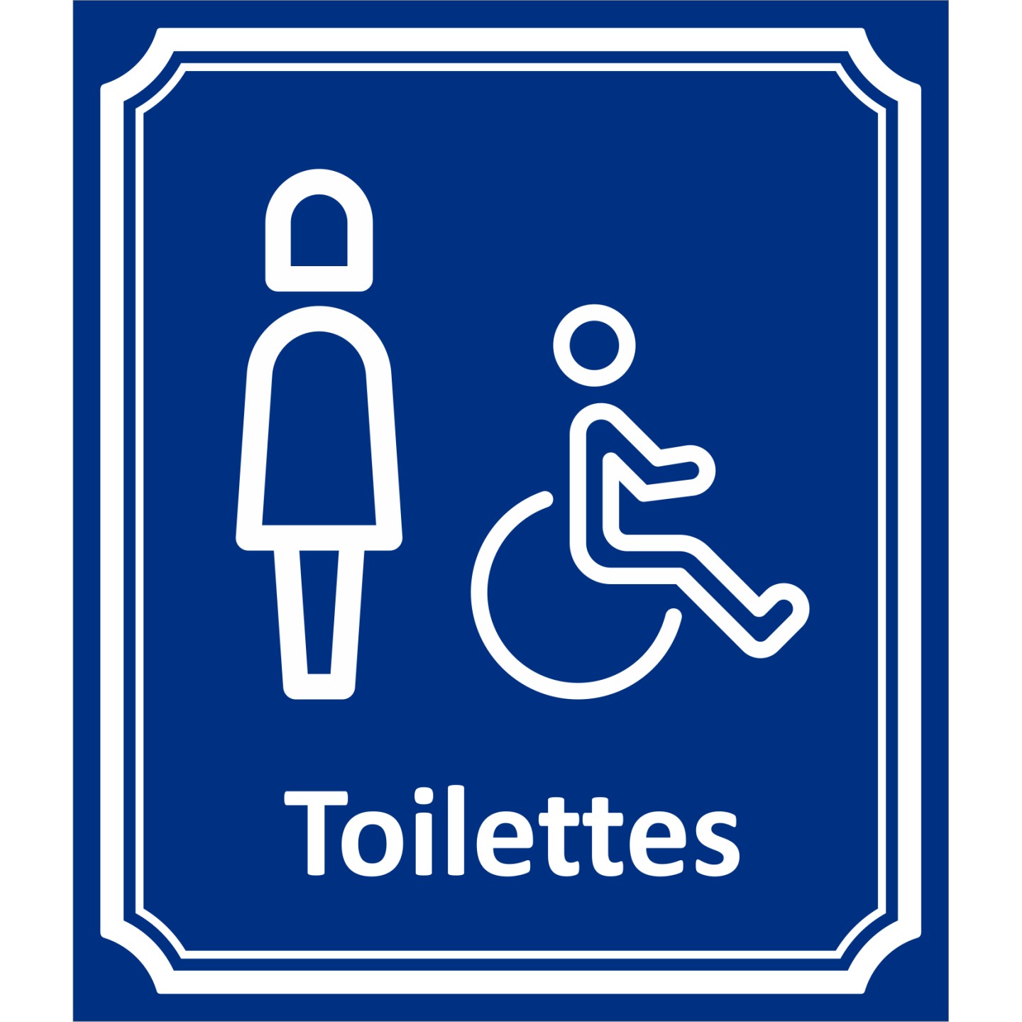 Plaque porte Côté rue " Toilettes Femme, handicapé" en aluminium