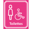 Plaque porte Côté rue " Toilettes Femme, handicapé" en aluminium