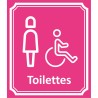 Plaque porte Côté rue " Toilettes Femme, handicapé" en aluminium