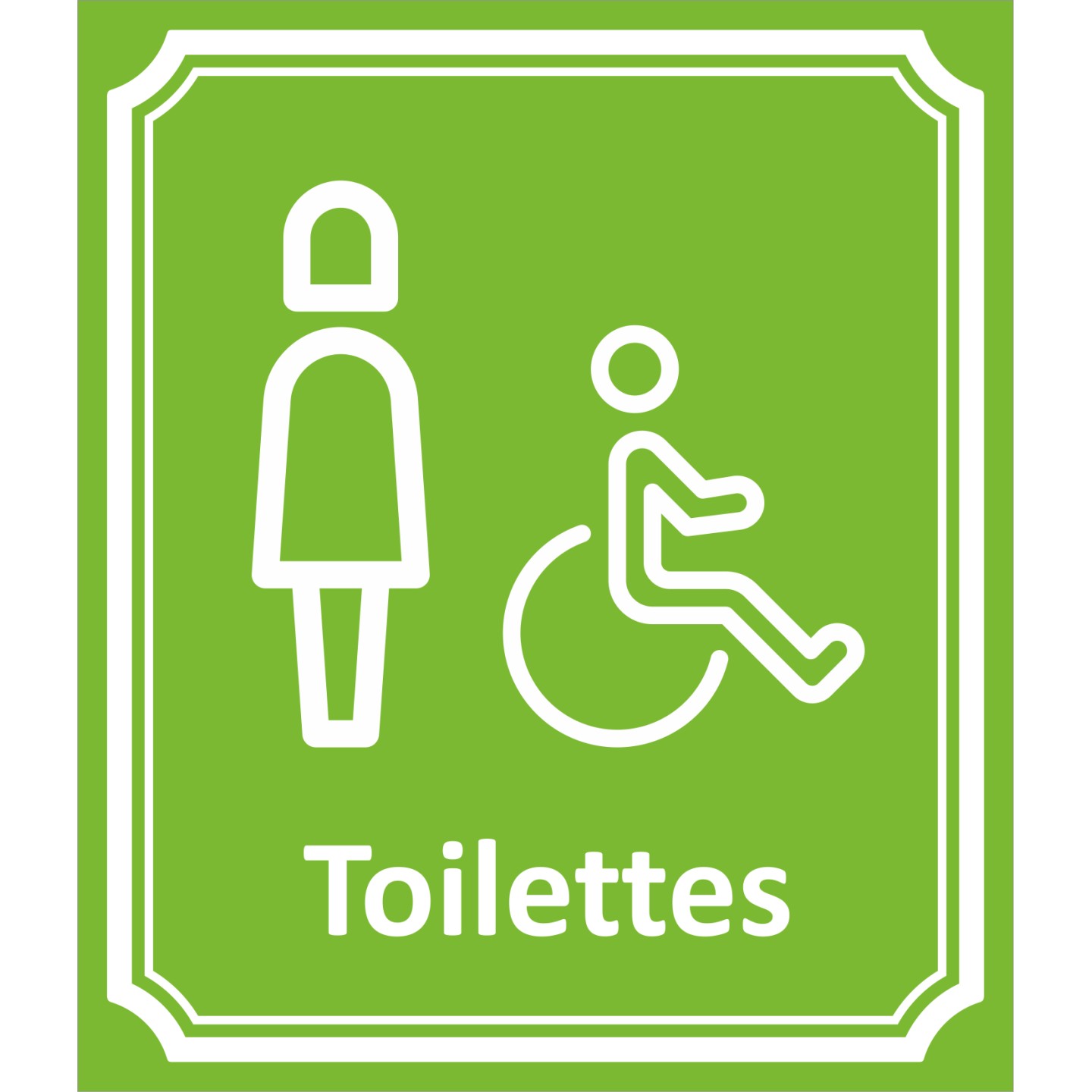 Plaque porte Côté rue " Toilettes Femme, handicapé" en aluminium