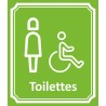 Plaque porte Côté rue " Toilettes Femme, handicapé" en aluminium