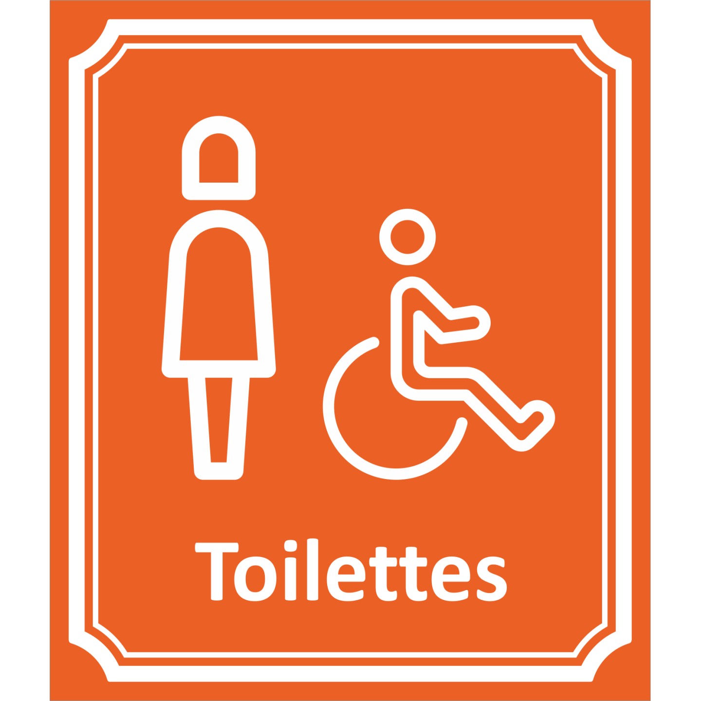 Plaque porte Côté rue " Toilettes Femme, handicapé" en aluminium