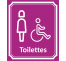 Plaque porte Côté rue " Toilettes Femme, handicapé" en aluminium