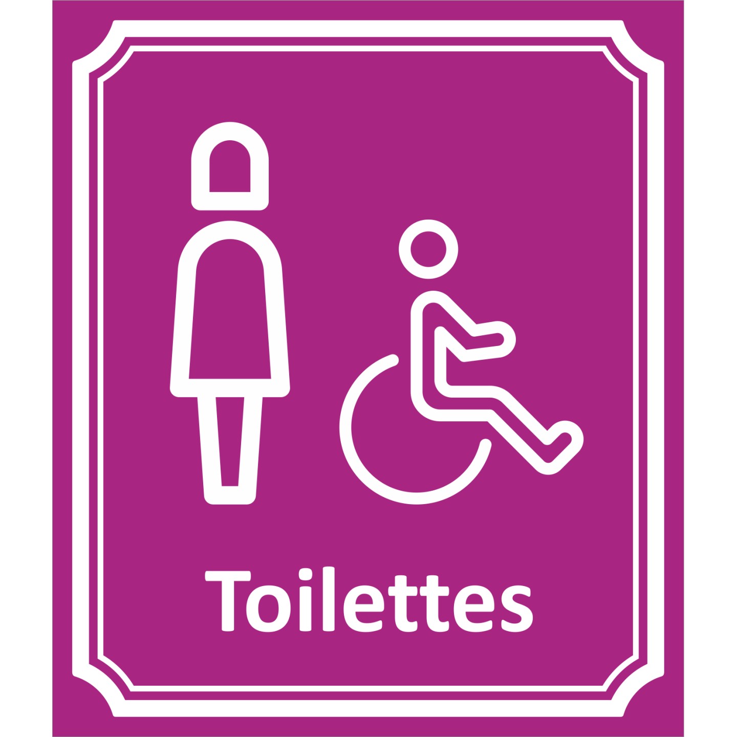 Plaque porte Côté rue " Toilettes Femme, handicapé" en aluminium