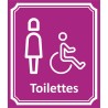 Plaque porte Côté rue " Toilettes Femme, handicapé" en aluminium