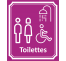 Plaque porte Côté rue " Toilettes mixtes, handicapé et douche" en aluminium
