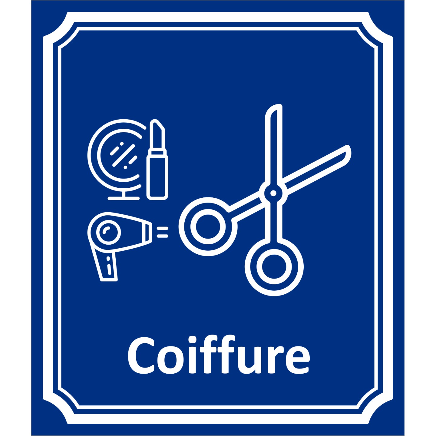 Plaque porte Côté rue " Coiffure" en aluminium