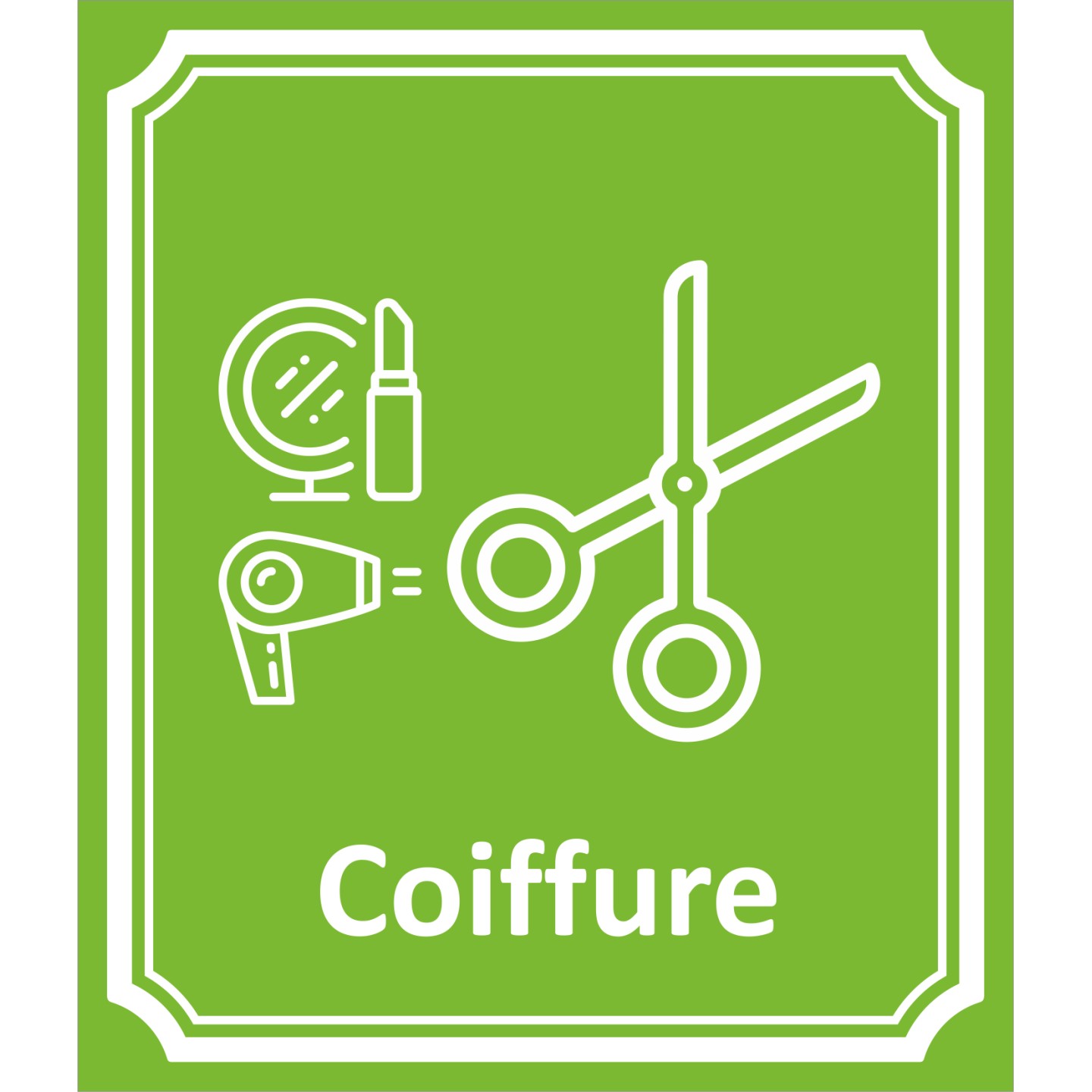Plaque porte Côté rue " Coiffure" en aluminium