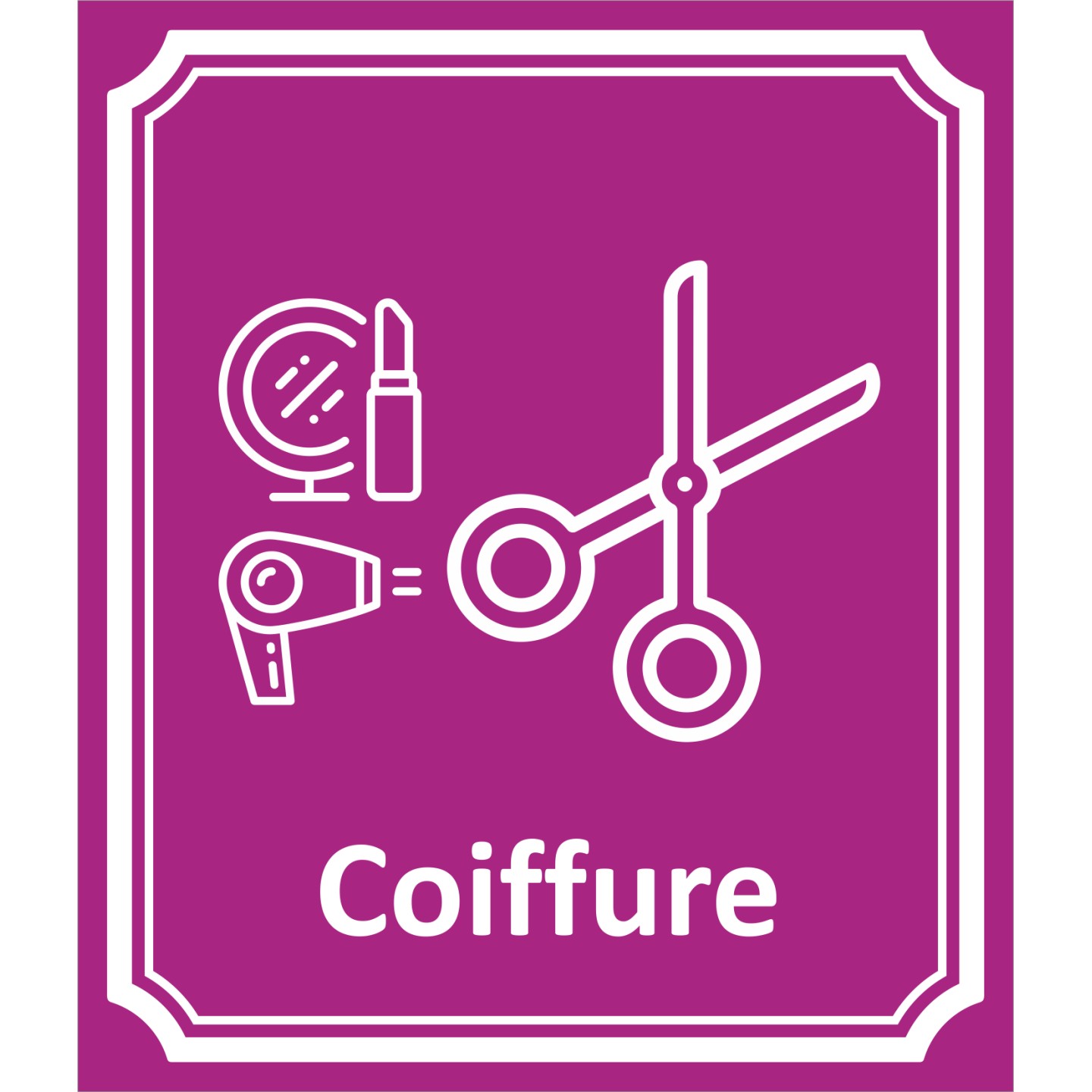 Plaque porte Côté rue " Coiffure" en aluminium