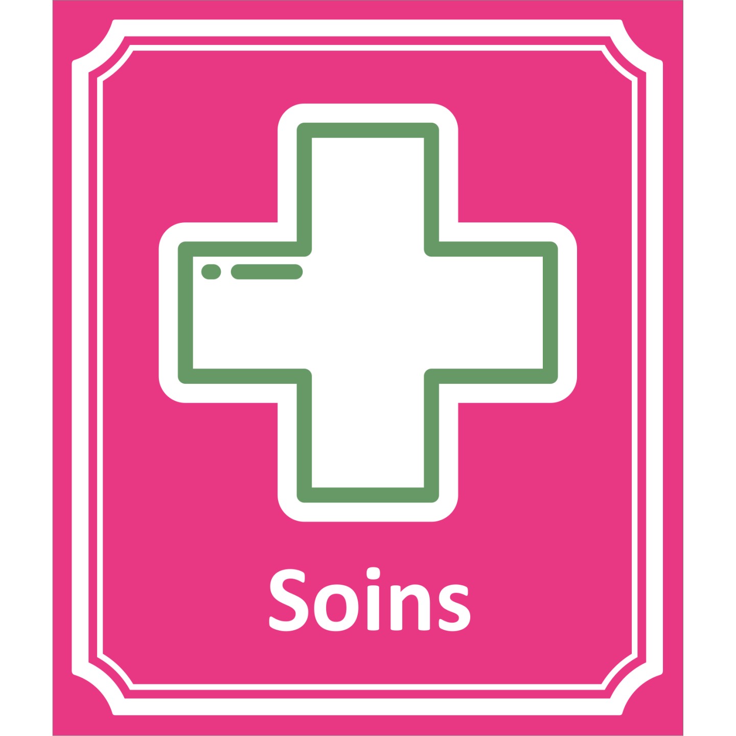 Plaque porte Côté rue "Soins" en aluminium