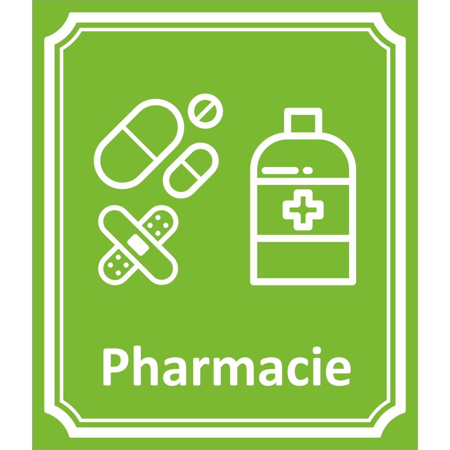 Plaque porte Côté rue "Pharmacie" en aluminium
