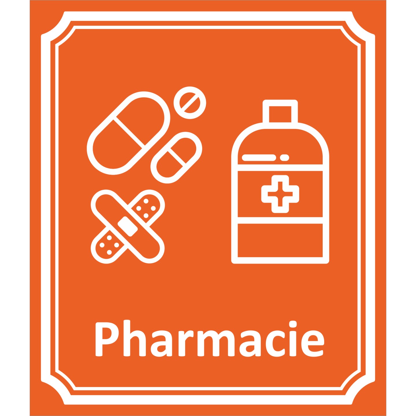 Plaque porte Côté rue "Pharmacie" en aluminium
