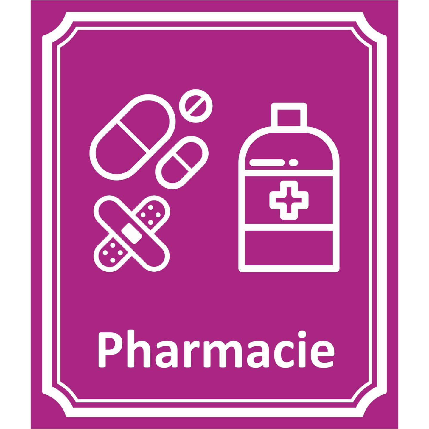 Plaque porte Côté rue "Pharmacie" en aluminium