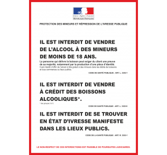 Interdiction de vente d'alcool à des mineurs