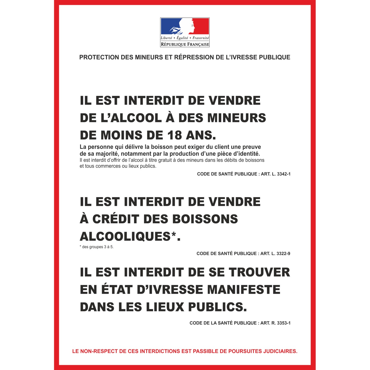 Interdiction de vente d'alcool à des mineurs
