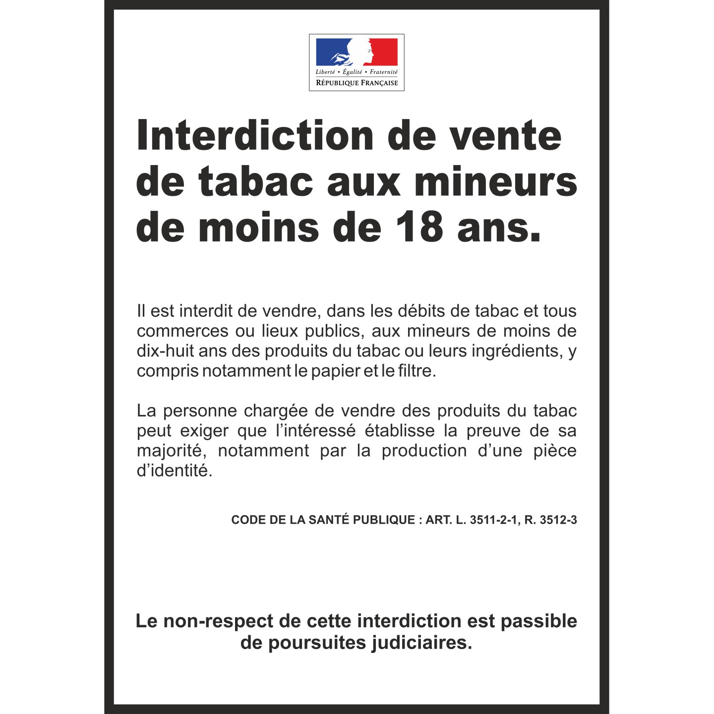 Interdiction de vente de tabac au mineurs